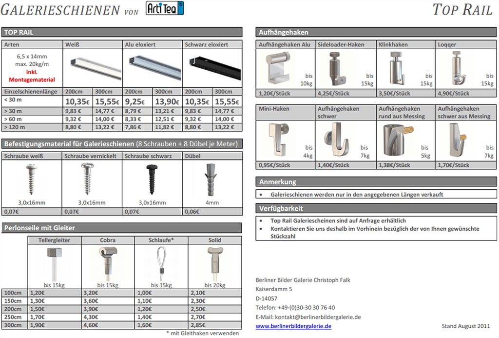 Arti Teq Top Rail gallery rails