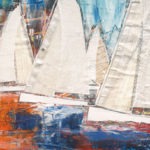 Canvas artwork with sailboats in blue and orange