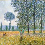 Art print of a landscape with poplar trees