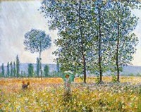 Landscape print with poplar trees on canvas