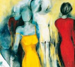 Abstract painting with three figures