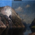 Ölgemälde Naeröfjord während der Oberflächenreinigung