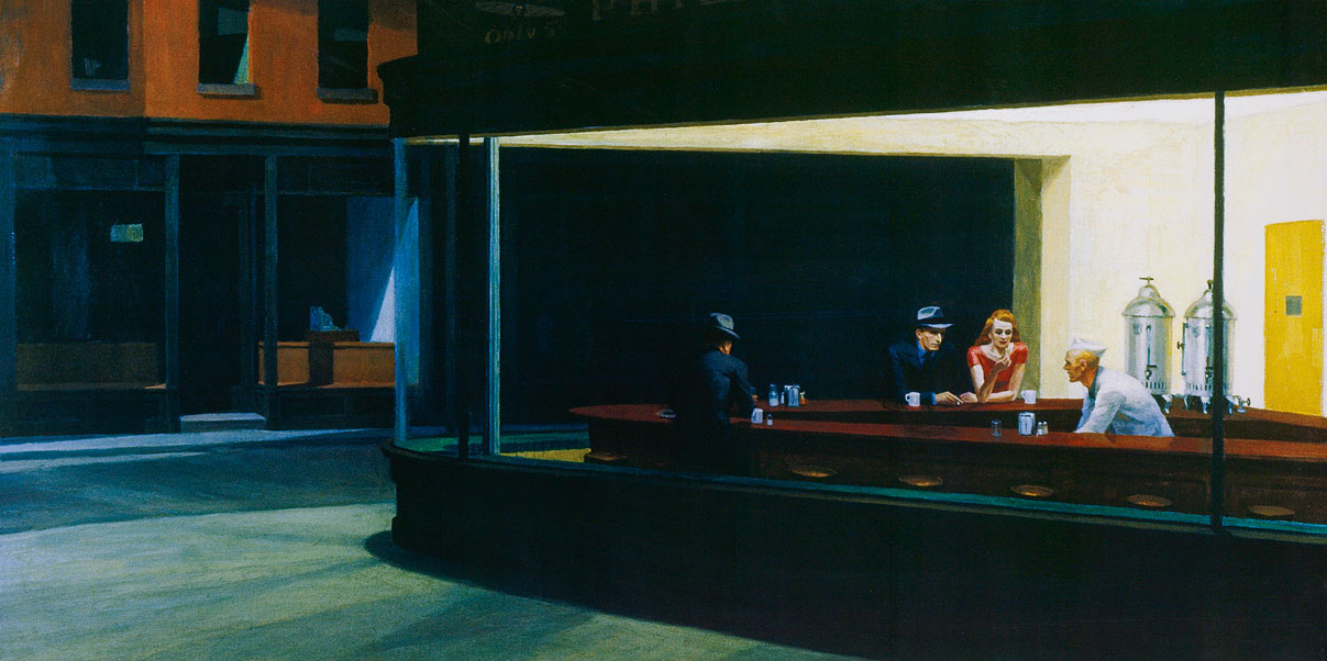 Kunstdruck von Edward Hoppers Nighthawks mit nächtlichem Diner